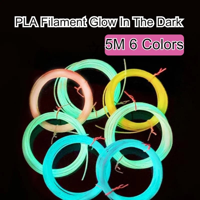 5M 6 colors Noctilucent Fluorescence Luminous PLA Filament 1.75mm Glow In The Dark Plastic 3D Printing Materials For 3D Pen