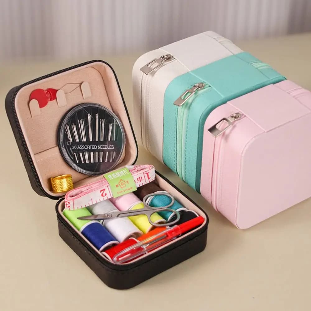 Portable Sewing Storage Box Daily Sewing Square Hand Sewing Tool Kit Compact Heavy Duty Sewing Supplies Organizer Travel Sewing
