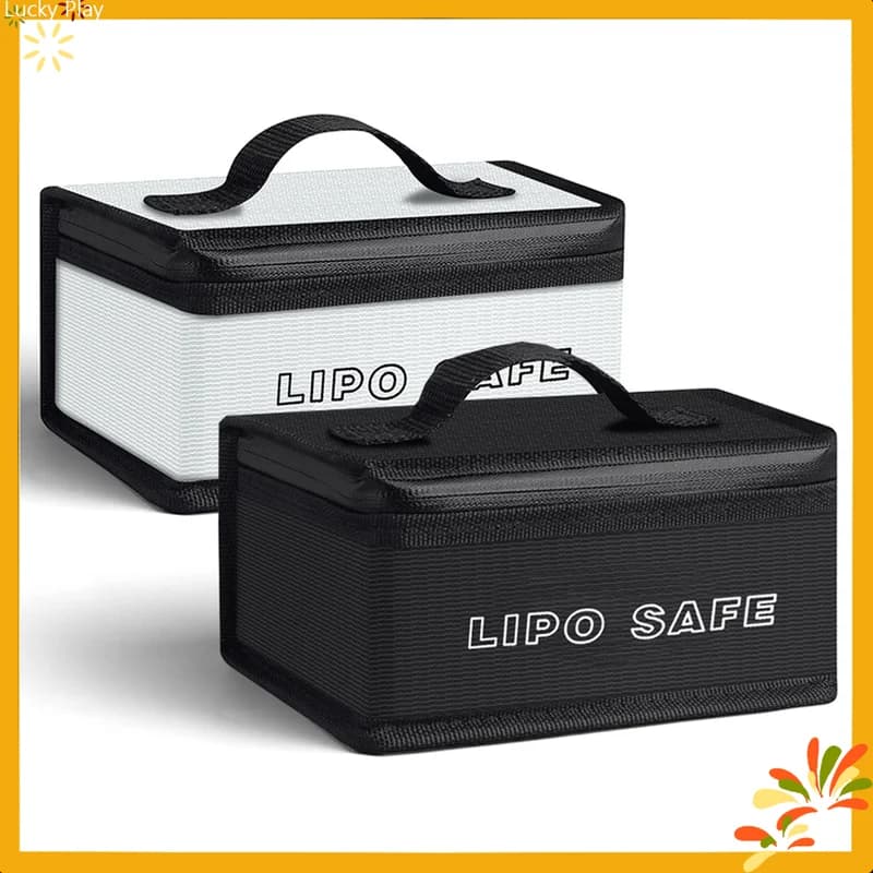 Portable Lipo Safety Bag Explosion-Proof Waterproof Battery Fireproof Handbag Top Handle Double Zipper Battery Safe Guard Pouch