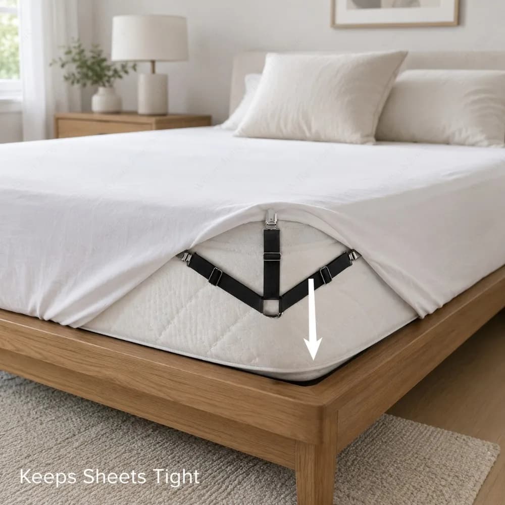 Bedroom Bedding Organizer Adjustable Elastic Bed Sheet Clips Practical Gadgets To Hold Mattress Covers and Prevent Bed Sheets