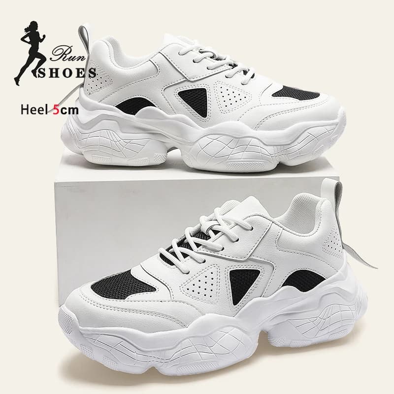 Women's gymnastics shoes 5 cm thick sole PU + mesh spring summer shoes casual non-slip dampers sports racing shoes for men and women