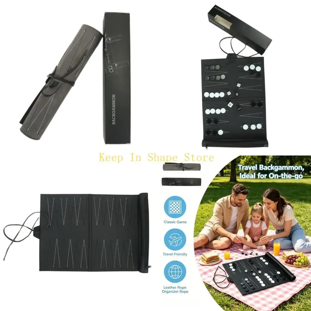 U1JC Chess Backgammon Board Game Folding Portable Chess Board Strategy Board Game