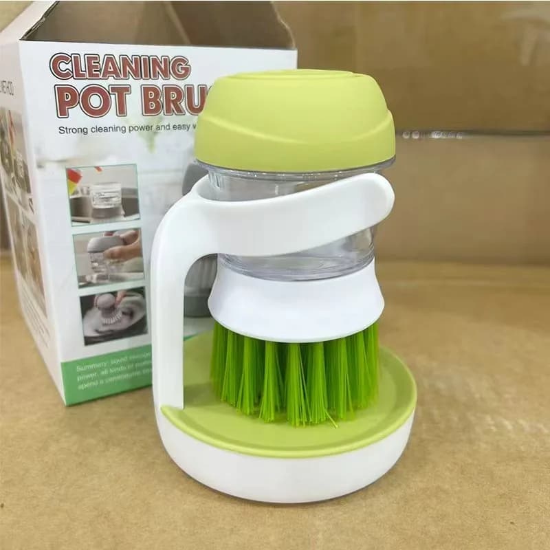 Spazzola Automatica per Lavaggio Piatti e Pentole, Spazzola per Rimozione Calcare e Sgrassaggio, Tipo a Pressione per Pulizia Cucina