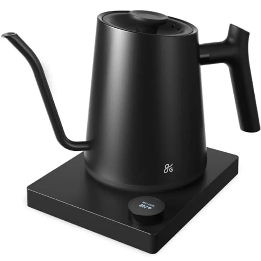 Bollitore Elettrico a Collo d'Oca 1200W in Acciaio Inox con Controllo Preciso della Temperatura, Ebollizione Rapida, Senza BPA, Ideale per Caffè Pour Over