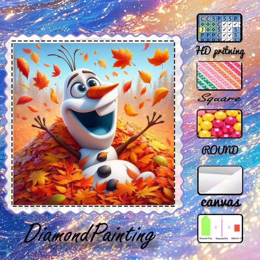 1 piece - Potdemiel-5D-DIY - Flocking cloth - Special drill - Diamond painting set - Snowman, Maple Leaf - Diamond Art