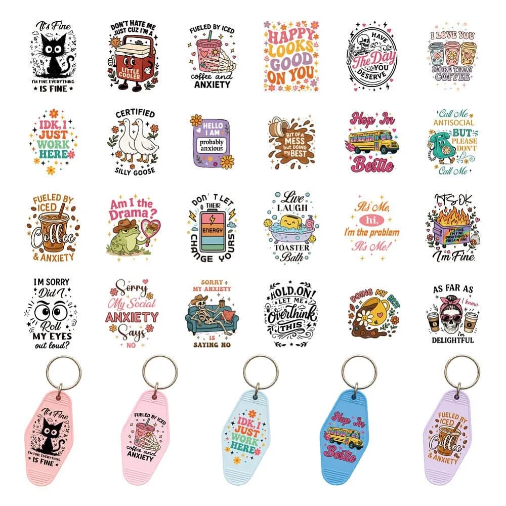 PVC DIY Heat Transfer Paper for UV Sublimation Cup Word 240x110mm 2 styles 5pcs/style 10pcs/set