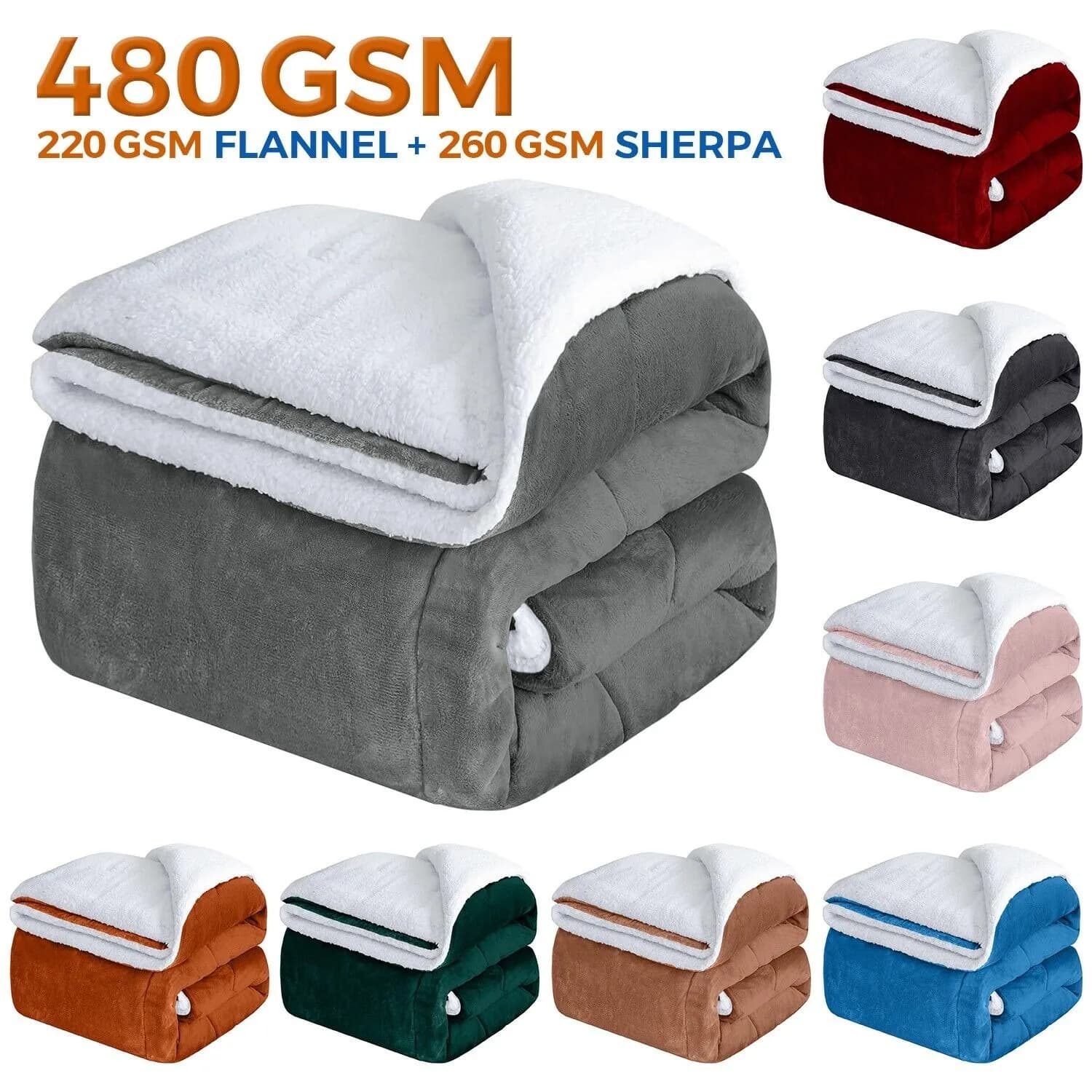 Soffice coperta in pile Sherpa, singola, doppia, king, accogliente e calda, per divano letto