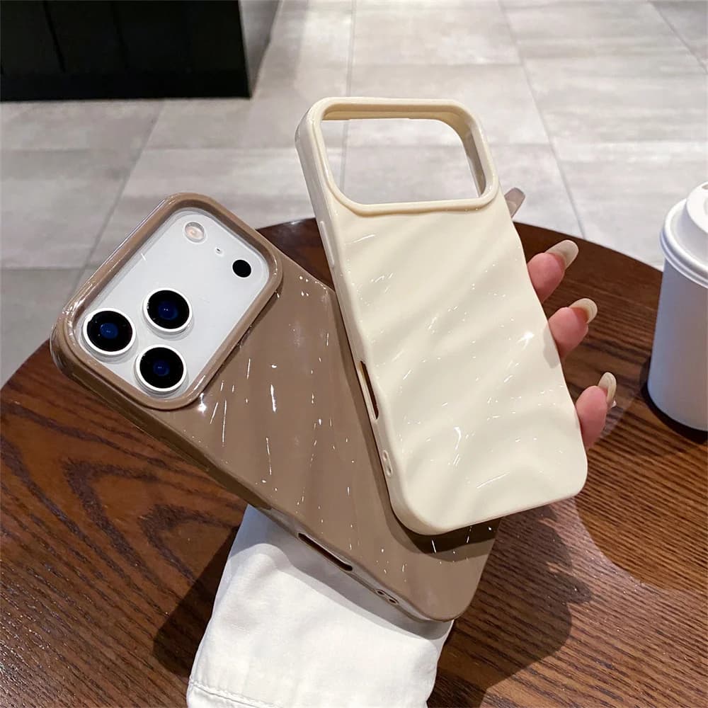 Frosted Wave Pattern Plain Phone Case For iPhone 17 Air 16e 16 15 14 Plus 13 12 11 Pro Max 7 8 SE 2020 2022 Shockproof Cover