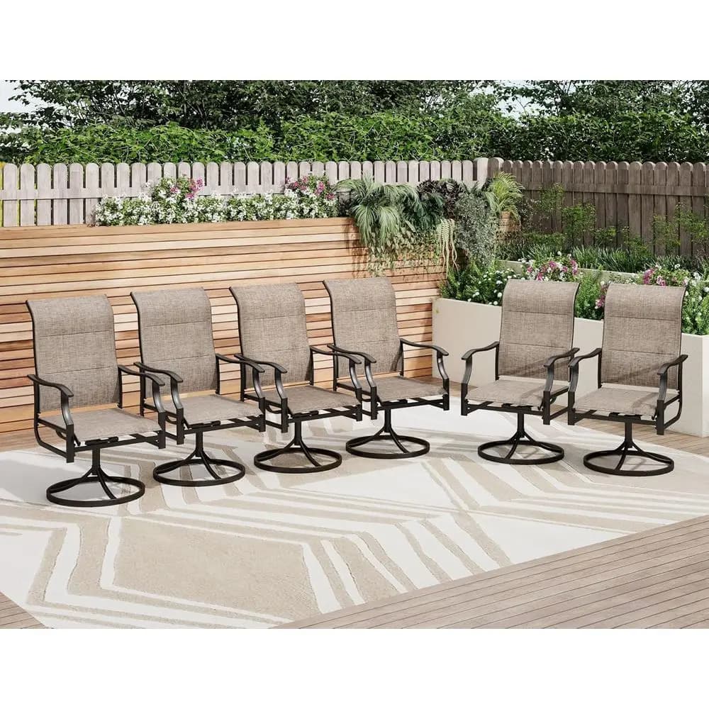 Set di sedie da patio da 6 pezzi, 42 sedie da esterno con schienale alto, tessuto imbottito e resistenza a tutte le intemperie per terrazza o giardino