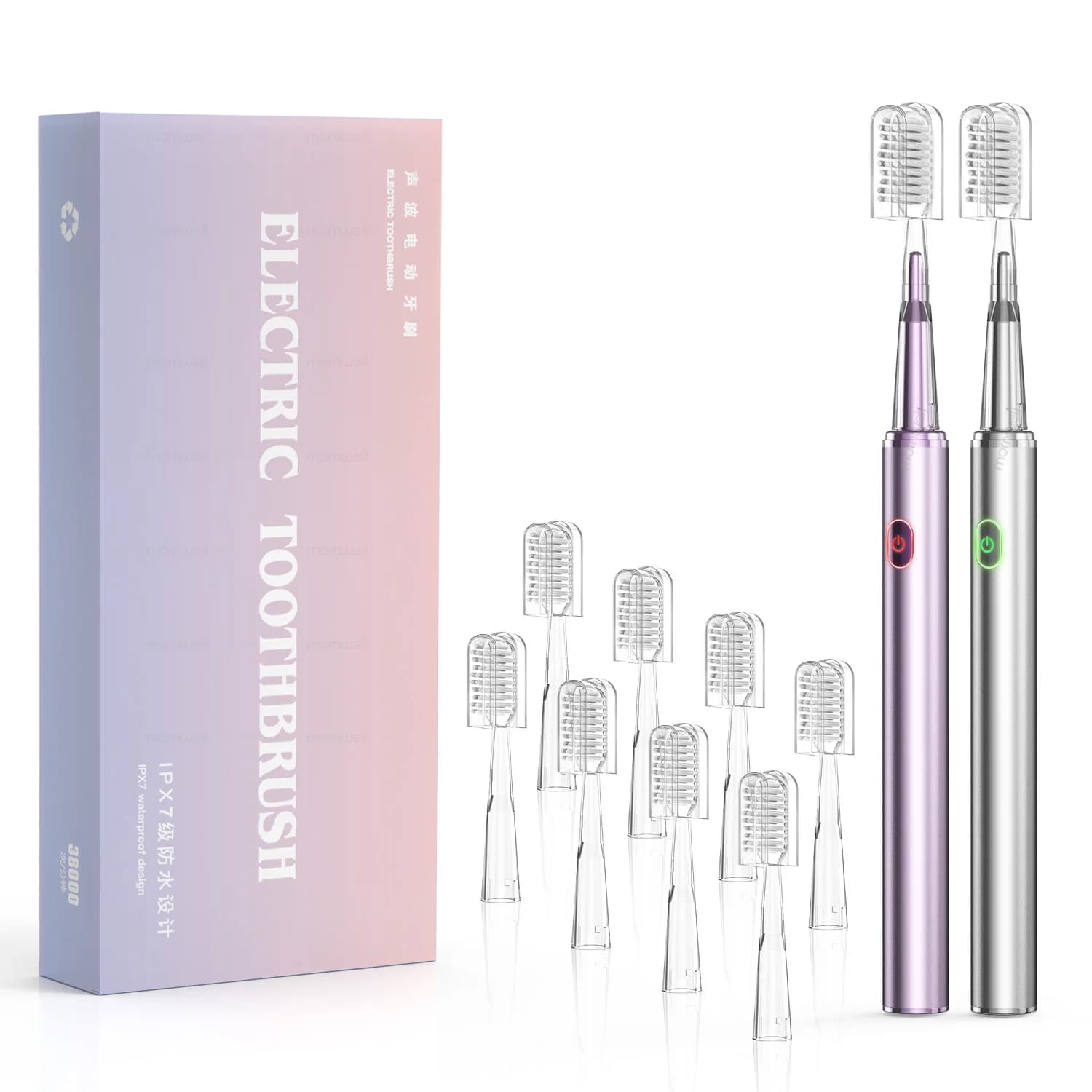 Intelligent electric toothbrush with 4 soft heads DuPont, mental slim toothbrush body Multiple adjustable settings for couples
