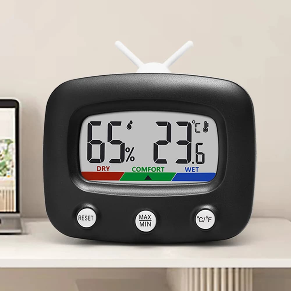 Termoigrometro domestico Termometro elettronico digitale Igrometro Imitazione TV Termometro con schermo a colori