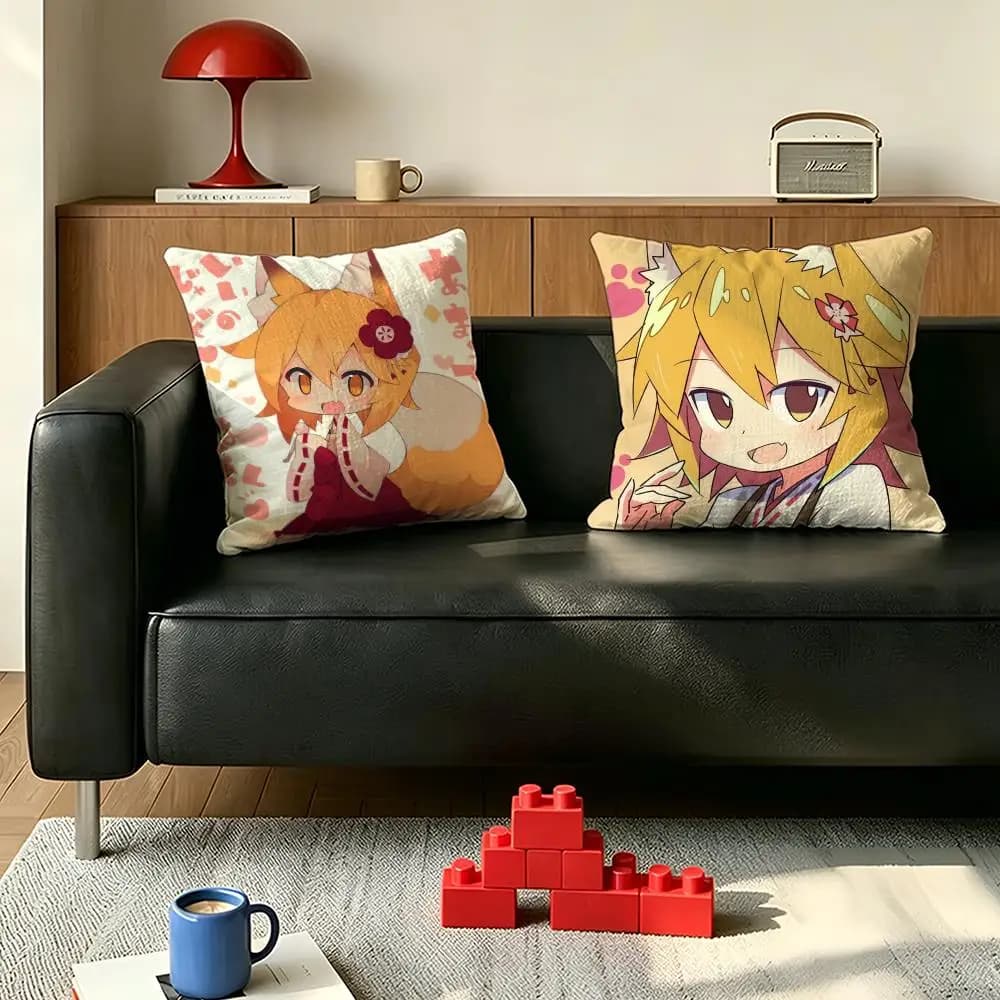 Kitsune no Senko-san Cushion Cover For Bedroom Car Coffee Shop Room Soft and Living Room Sofa Decorative Pillow Cover Case