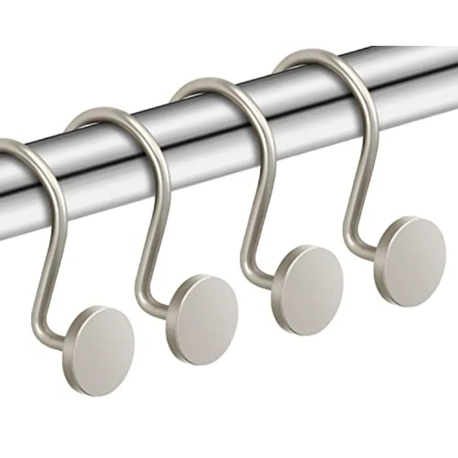 Shower Curtain Hooks, Rustproof Shower Curtain Rings for Bathroom, Metal Shower Hooks for Shower Curtain Rod, Modern Decorative