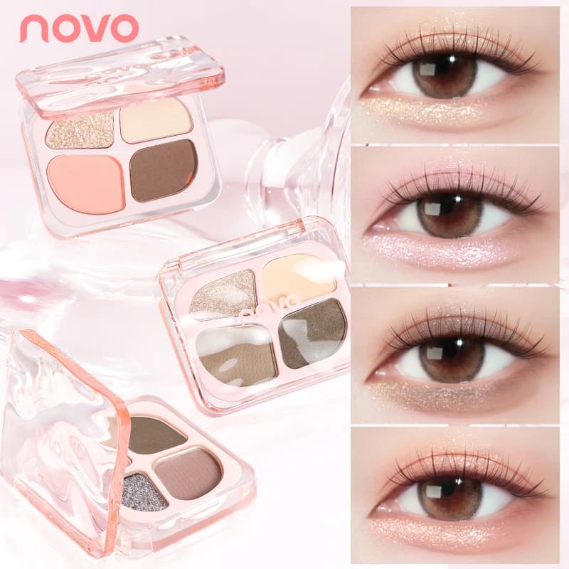 Evidenziatore per occhi a 4 colori/sottosombra - Trucco per borsa per occhi opaca, finiture luccicanti e glitter, lunga durata, impermeabile, non sbava