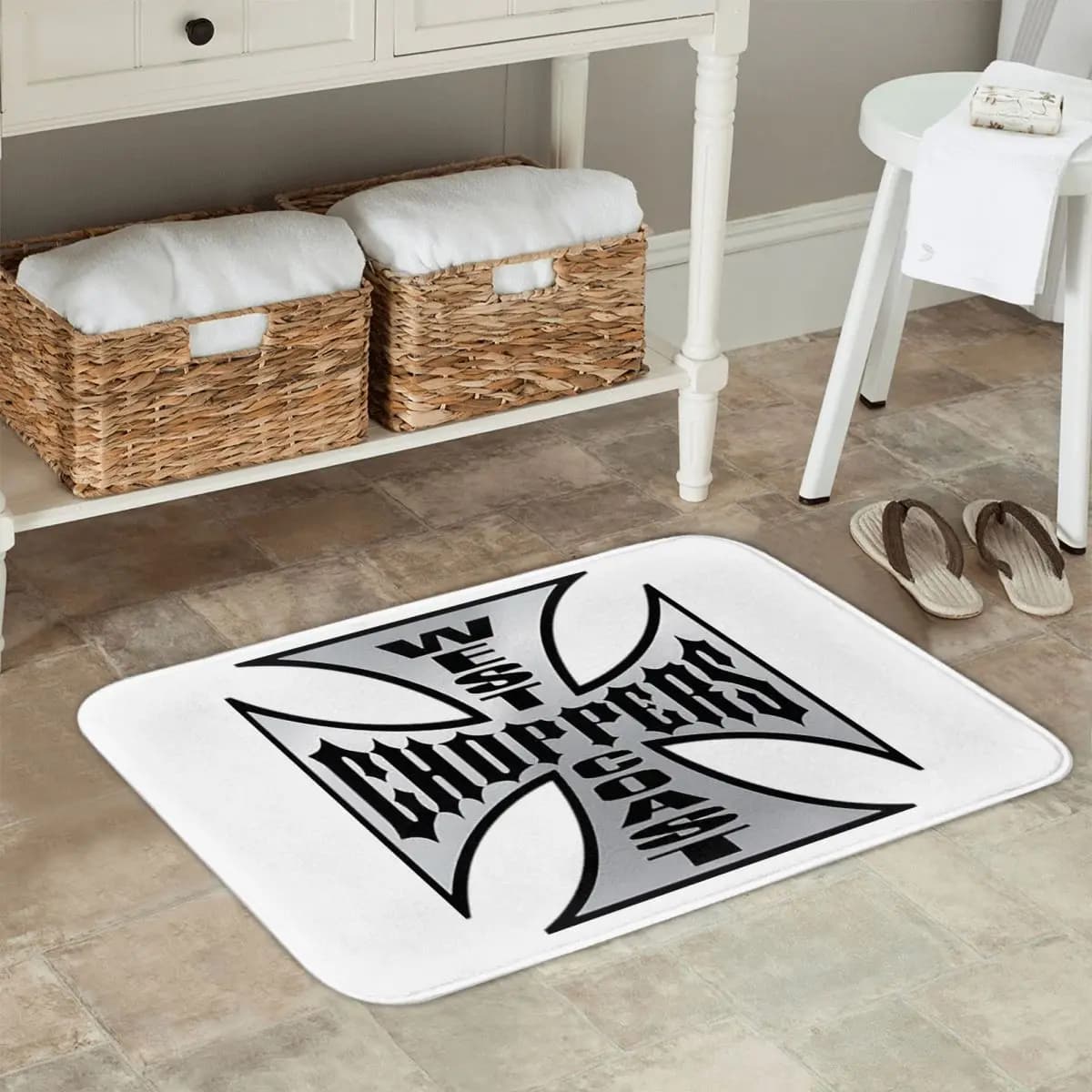 Personalizzato West Coast Iron Cross Choppers Zerbino antiscivolo Tappetino durevole Tappeto per ingresso cucina Tappetino per casa