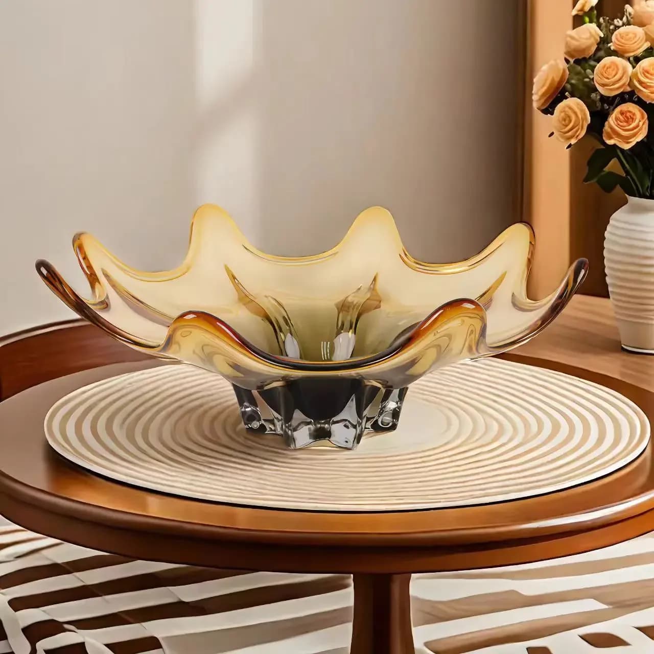 Light Luxury High-end Glass Fruit Plate Household Living Room Crystal Coffee Table Dried Fructose Snack Melon Seed Plate
