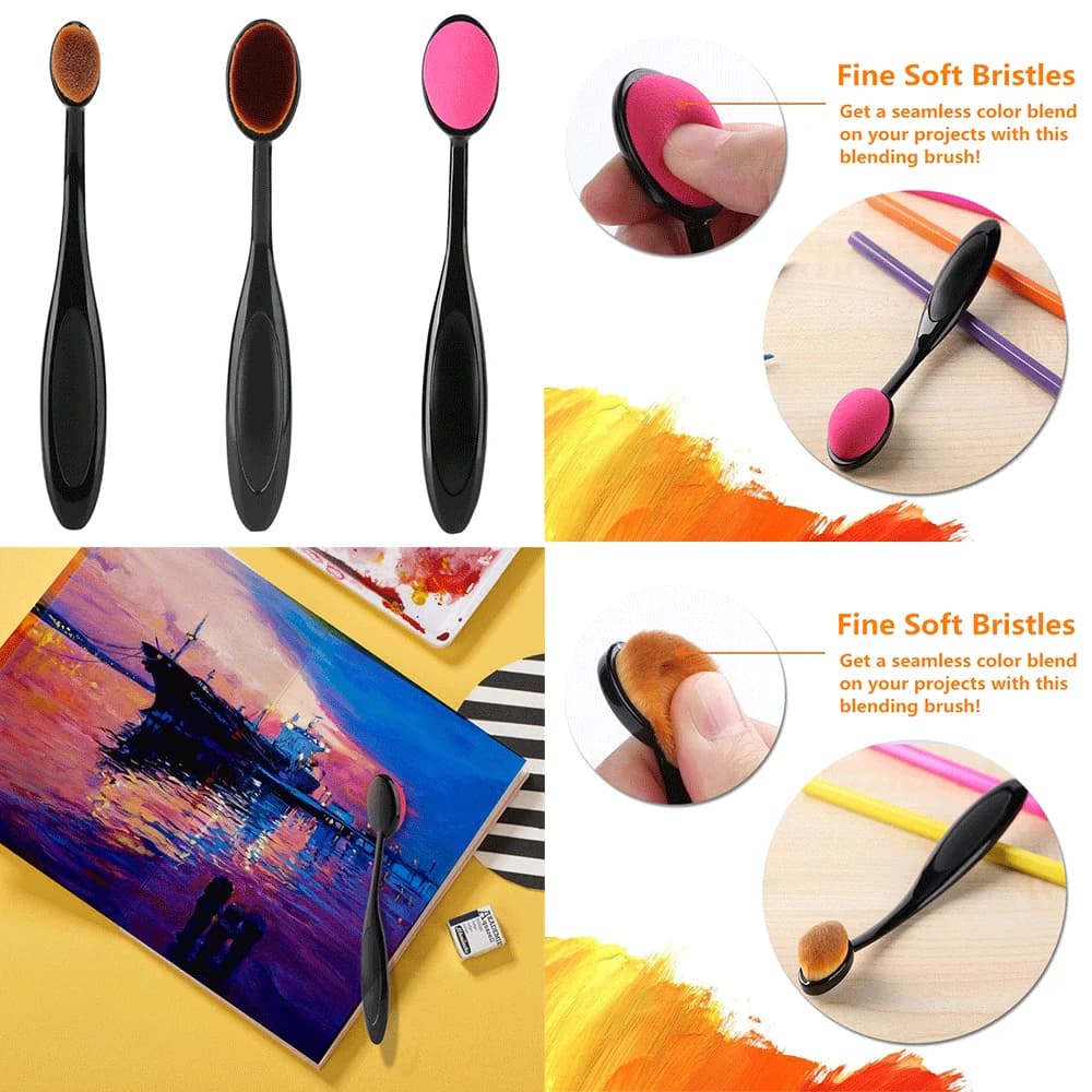 3 Sizes Ink Blending Brushes Drawing Painting Brushes Flat Kit for DIY Scrapbooking Cards Mixed Media Art Projects Making Tools