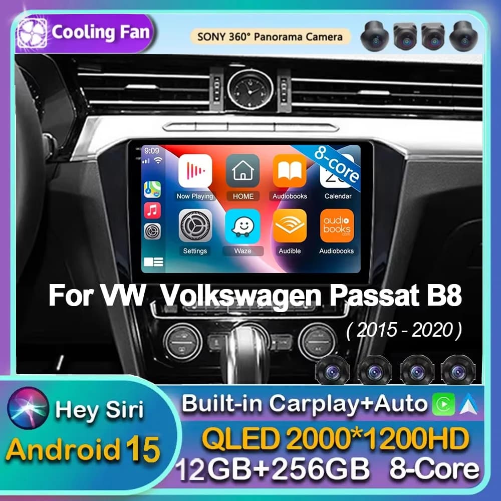 Android 15 Carplay Auto WIFI+4G Car Radio For VW Magotan Passat B8 2015- 2020 Multimedia GPS Player Stereo 2din Head Unit