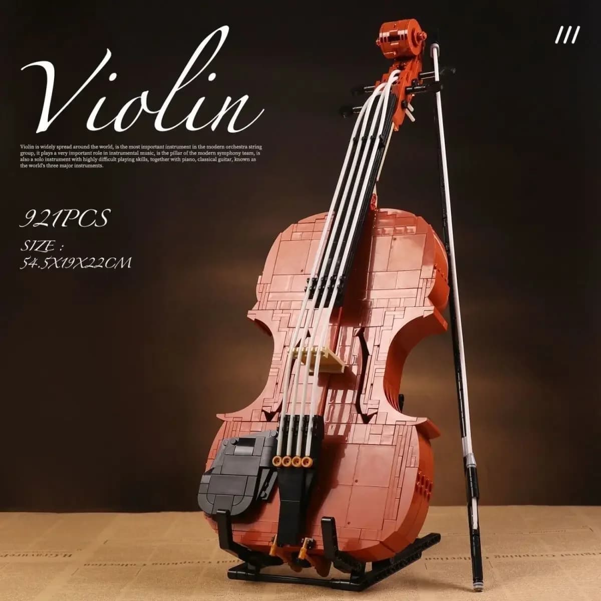 Creativo modello di violino blocchi di costruzione strumento musicale assemblare mattoni giocattolo decorazione della casa regalo per bambini amico