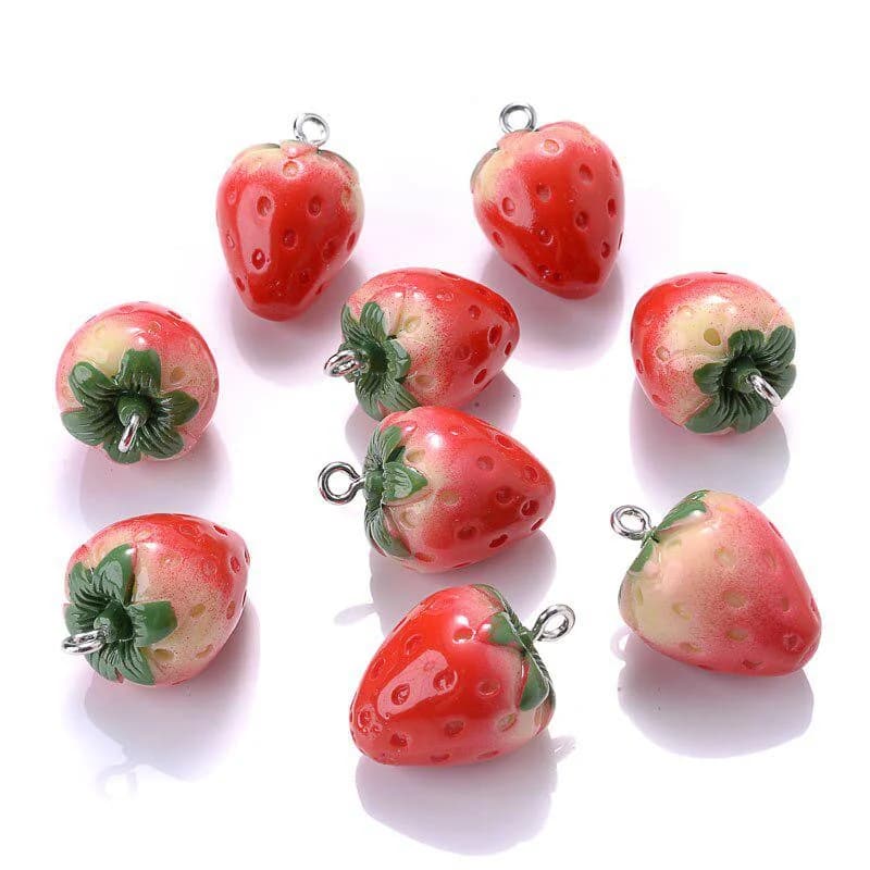 5 pezzi/pacco grandi e piccoli 3D fragola frutta resina pendenti con ciondoli orecchino accessori gioielli moda fai da te