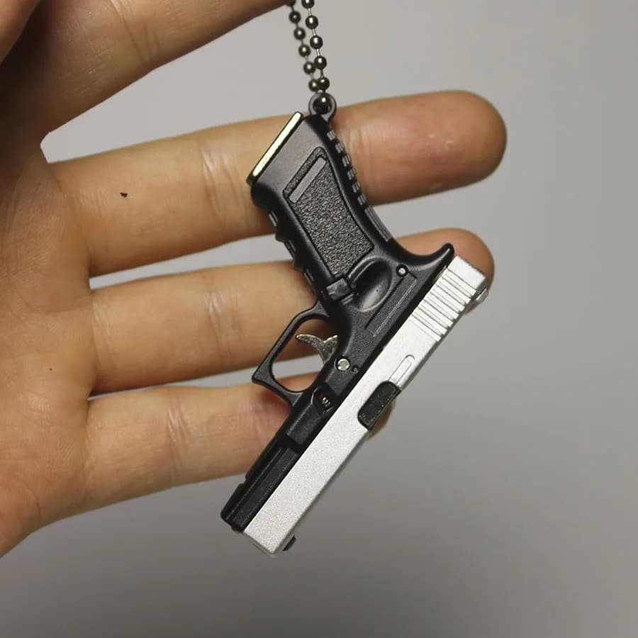 Modello portachiavi in metallo con pistola G17 1:3, con serratura scorrevole e pulsante di rilascio della rivista, simulazione realistica, senza attrezzatura, portachiavi per auto/Ba