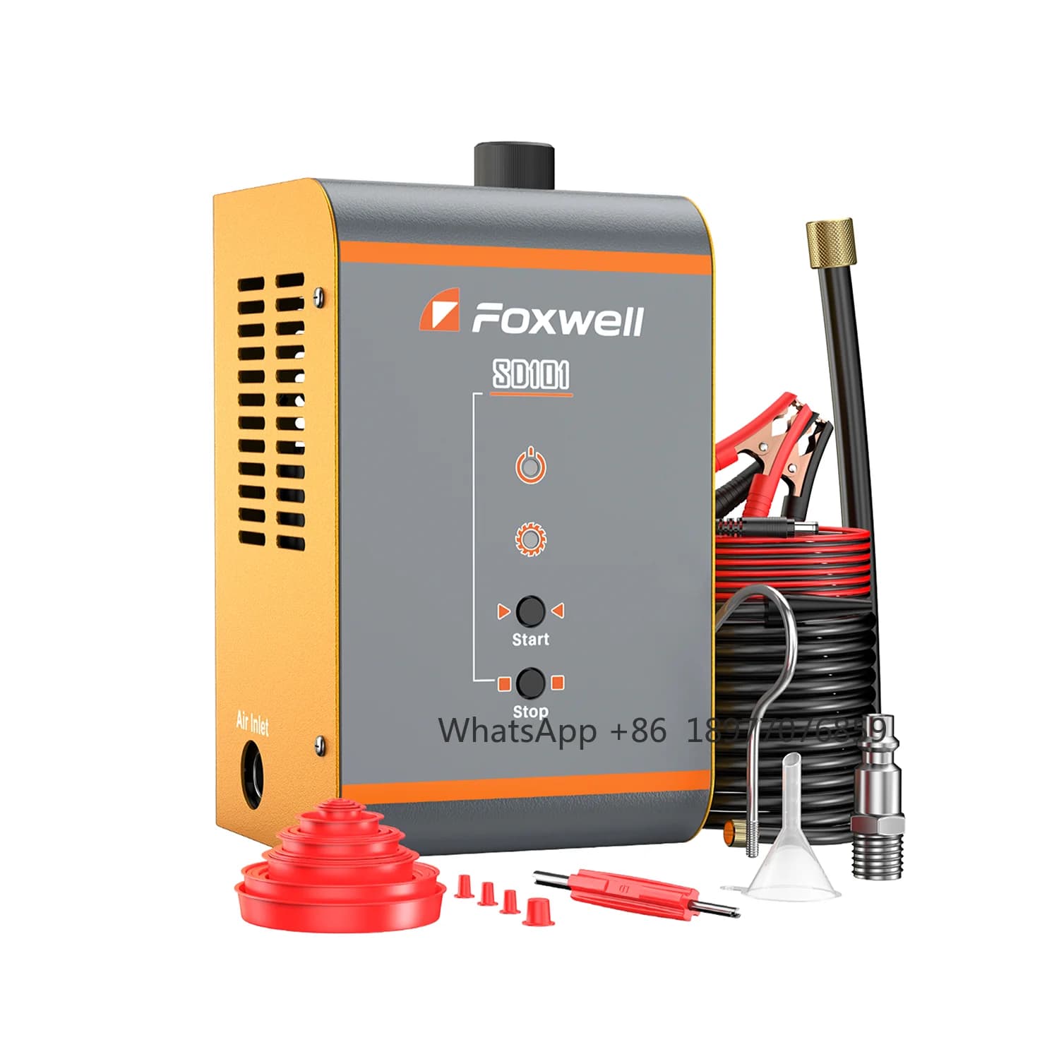 2025 Foxwell SD101 Strumento diagnostico per auto 12V Alimentato a batteria Rilevatore di perdite di fumo Sistema EVAP Analizzatore di perdite di tubi di prova