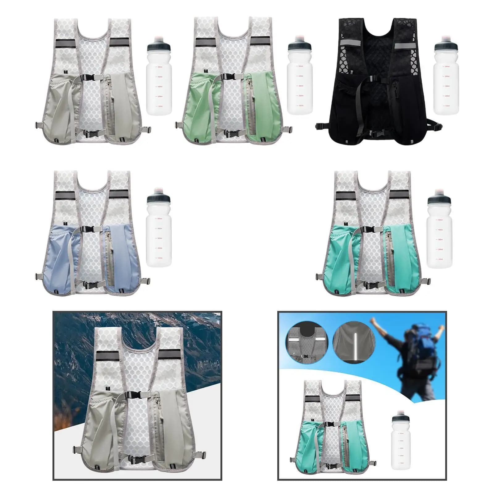 Zaino Unisex per Idratazione e Corsa con Tasca per Bottiglia d'Acqua, Gilet Traspirante per Escursionismo, Maratona e Ciclismo