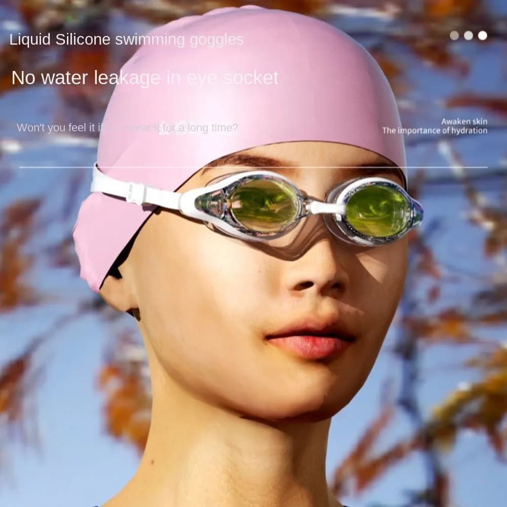 High Definition Adult Swimming Goggles Cap Anti Fog Waterproof Race Swimming Goggles Hat Electroplating Small Box