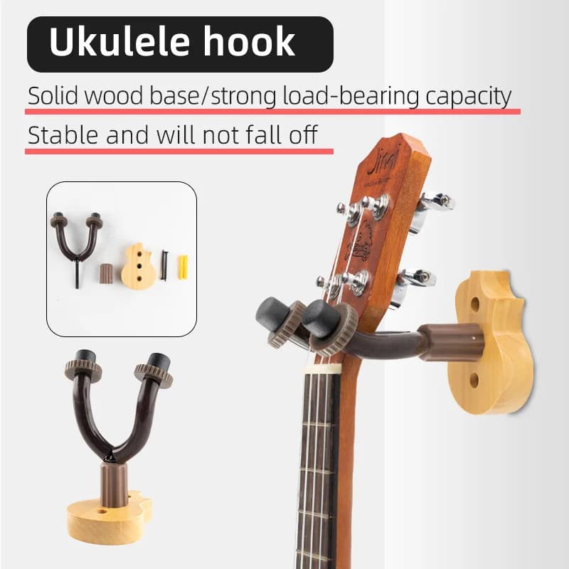 Espositore da parete per ukulele Espositore con gancio in legno Espositore da parete con staffa per espositore in legno massello