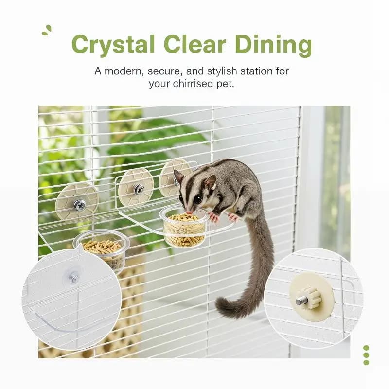Clear Acrylic Bird Feeder Bowl Cage Mounted Dual Food Water Container Detachable for Parakeet Pet Bird Supplies