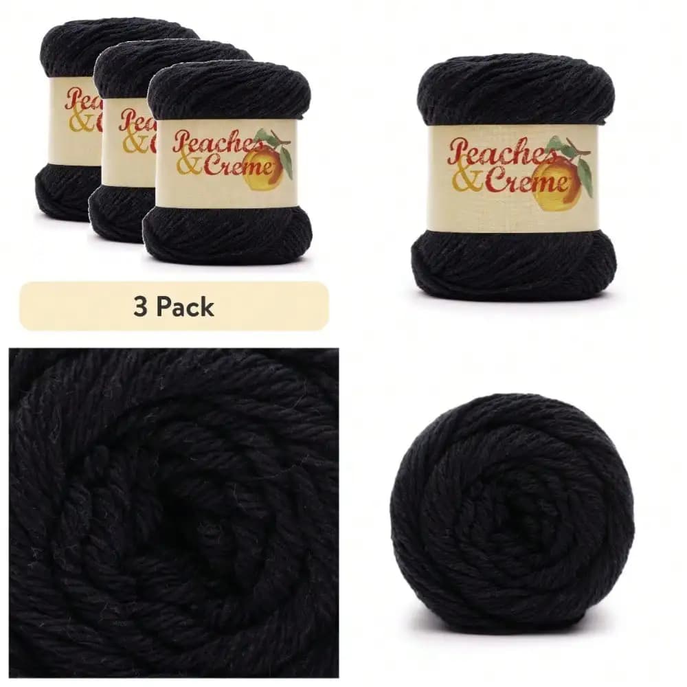 3 Pack Solid Color 4 Medium Cotton Yarn 2.5 oz 70.9g 120 Yards Knitting Crochet Weaving Craft Handmade DIY