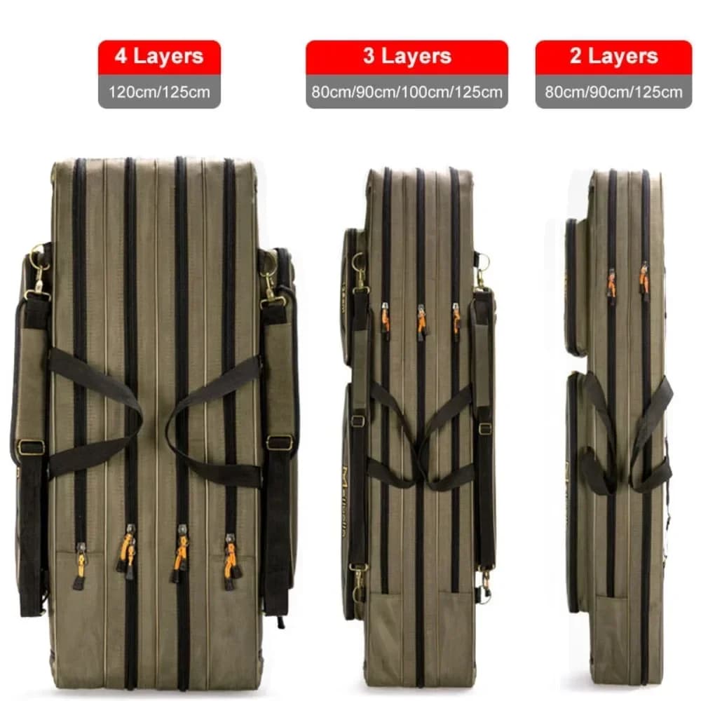 JJ-Layer 80/100CM Fishing Bag Multifunctional Fishing Rod Reel Lure Pole Storage Bag Case Fishing Gear Tackle XA153G