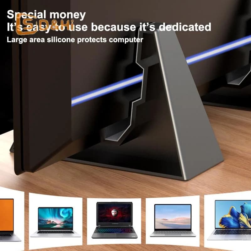 Supporto Verticale per Laptop da Scrivania, Design Salvaspazio, in Plastica ABS, Porta Notebook e Supporto per Tablet