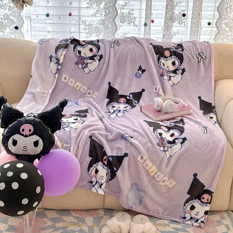 Coperta alla moda Kuromi per divani e come coperta per l'aria condizionata, comoda e calda, con un grazioso motivo Kuromi.