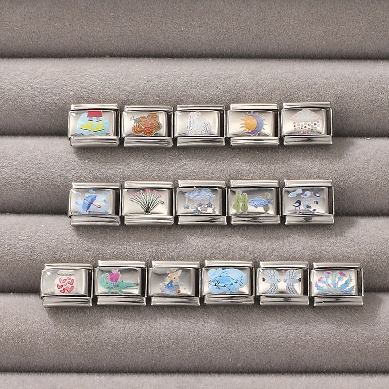 NEW Creative Rabbit Cloud Star Moon Sun Sunflower Tulip Daisy Italian Charms Fit 9MM Stainless Steel Bracelet Jewelry DIY Making
