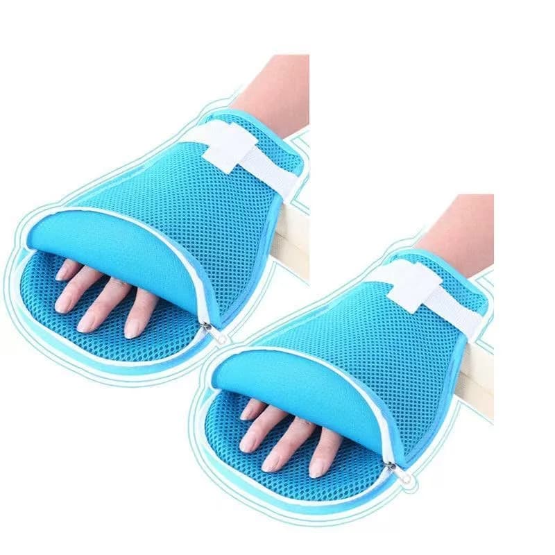 1pair Zipper Breathable Dementia Elder Patients Hand Control Mitts Gloves Prevent Injury Anti-Scratch Wrist Restraint Strap