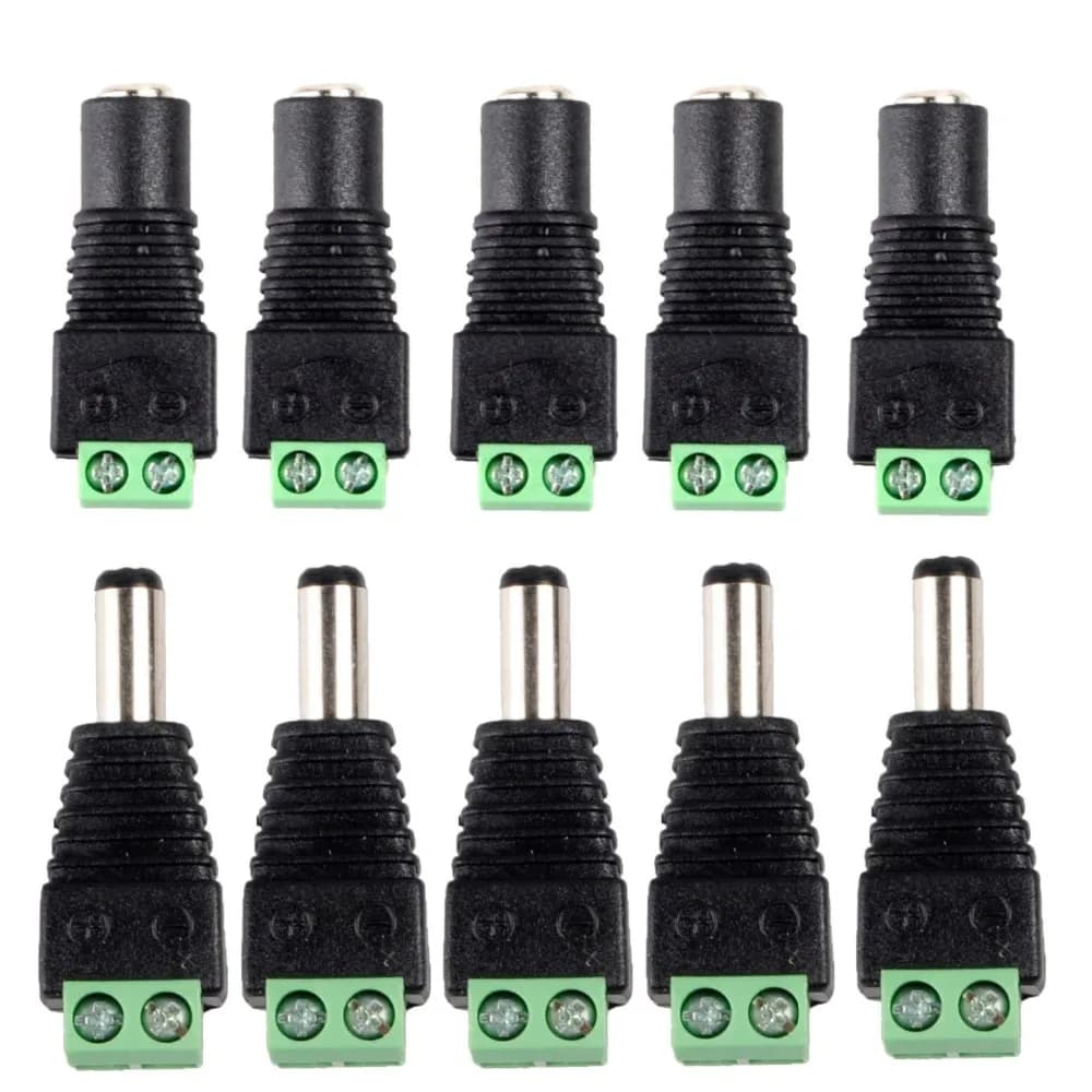 10 pz 12V DC connettore di alimentazione spina Jack maschio femmina presa barile 2.1mm x 5.5mm adattatore per telecamera CCTV terminale di alimentazione striscia LED