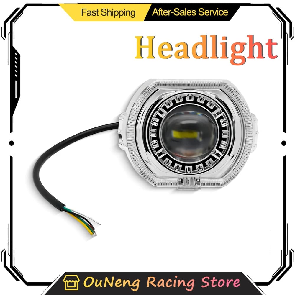 Faro LED da 2.5 pollici per moto con lente proiettore, doppio alone Angel Eye/Demon Eye, abbagliante/anabbagliante, faretto per auto e-bike, impermeabile
