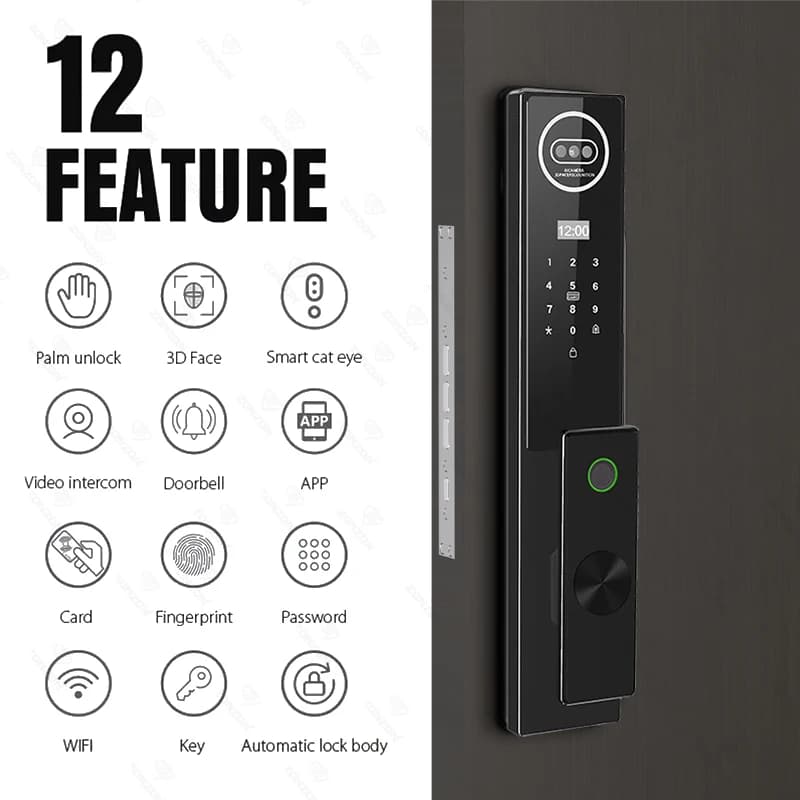 Metallic Security Electric Key Smartlock Wifi Digital Boshi Smart Products Intelligent Look Door With Camera Tuya Locks
