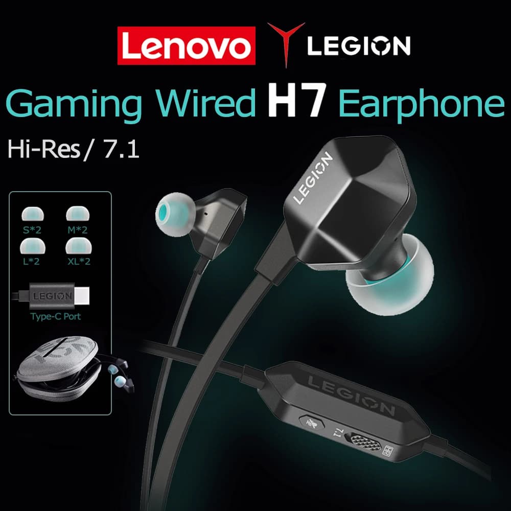 Cuffie da Gaming Lenovo Legion H7, Auricolari per Esports con Scheda Audio 7.1, Audio HiFi HiRes HD, Cavo Ergonomico TPE da 1,5m