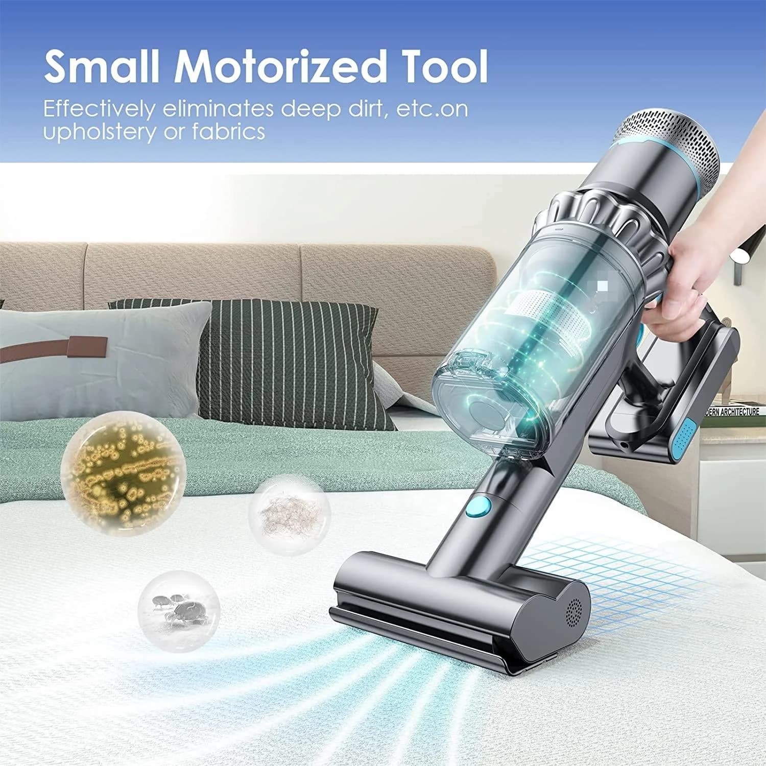 Aspirapolvere e Lavapavimenti Senza Fili 380W, Portatile, Verticale, per Uso Domestico, Aspirazione a Secco e Umido