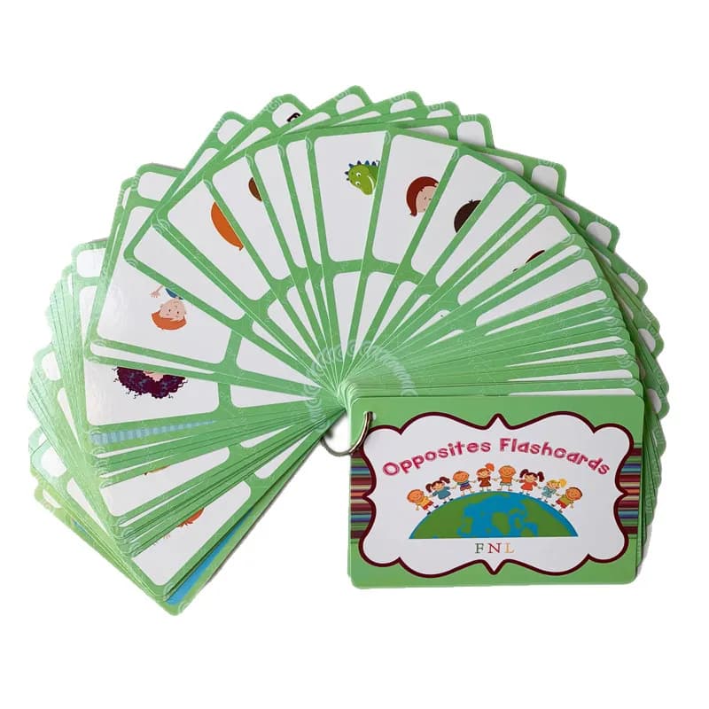 100 Gruppi di Carte Flash con Contrari, Carte di Vocabolario Inglese, Giochi Educativi Montessori per Bambini, Gioco di Memoria