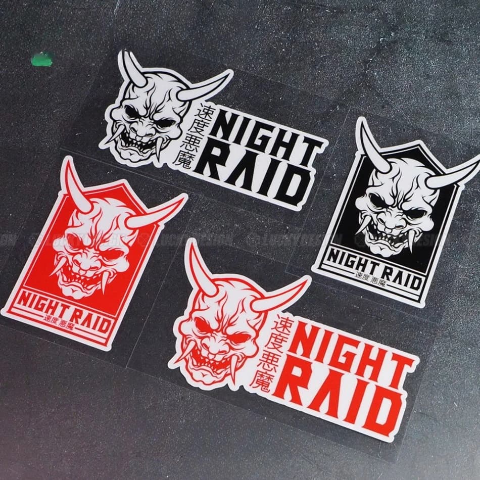 1PC Adesivi in vinile impermeabili Oni Mask Night Raid per auto, moto, casco, laptop, bici, decorazioni