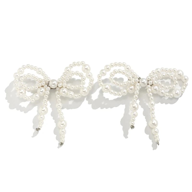 Imitation Jeans Trouser Leg Decor Accessories, Pearl Bow Pin Ankle Chain Fashion Clothing Ornaments for Women