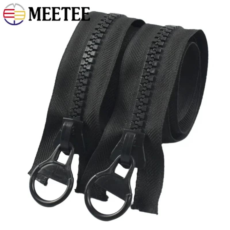 Meetee 60-300cm 8# Resin Zippers Open-End Zip Closure for Down Jacket Bag Tent Long Zipper Repair Kit DIY Sewing Accessories