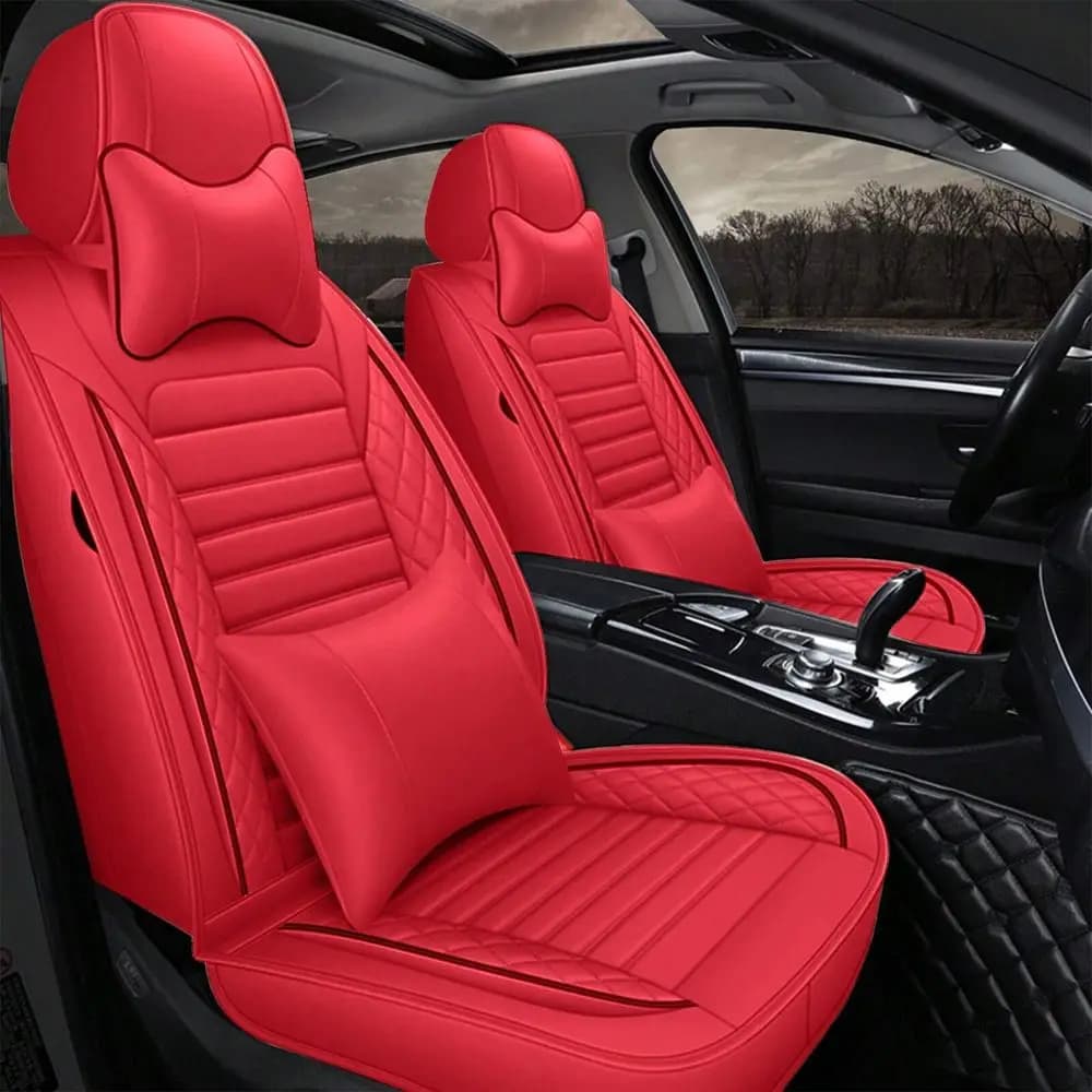 Coprisedili Auto Completi in Pelle PU, Protezioni Universali Imbottite per Sedili Anteriori e Posteriori, Con o Senza Poggiatesta