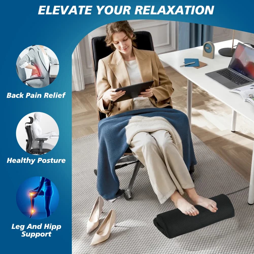 Poggiapiedi in Memory Foam per Ufficio e Casa, Cuscino per Sollevamento Gambe da Scrivania per Gaming e Lavoro da Casa