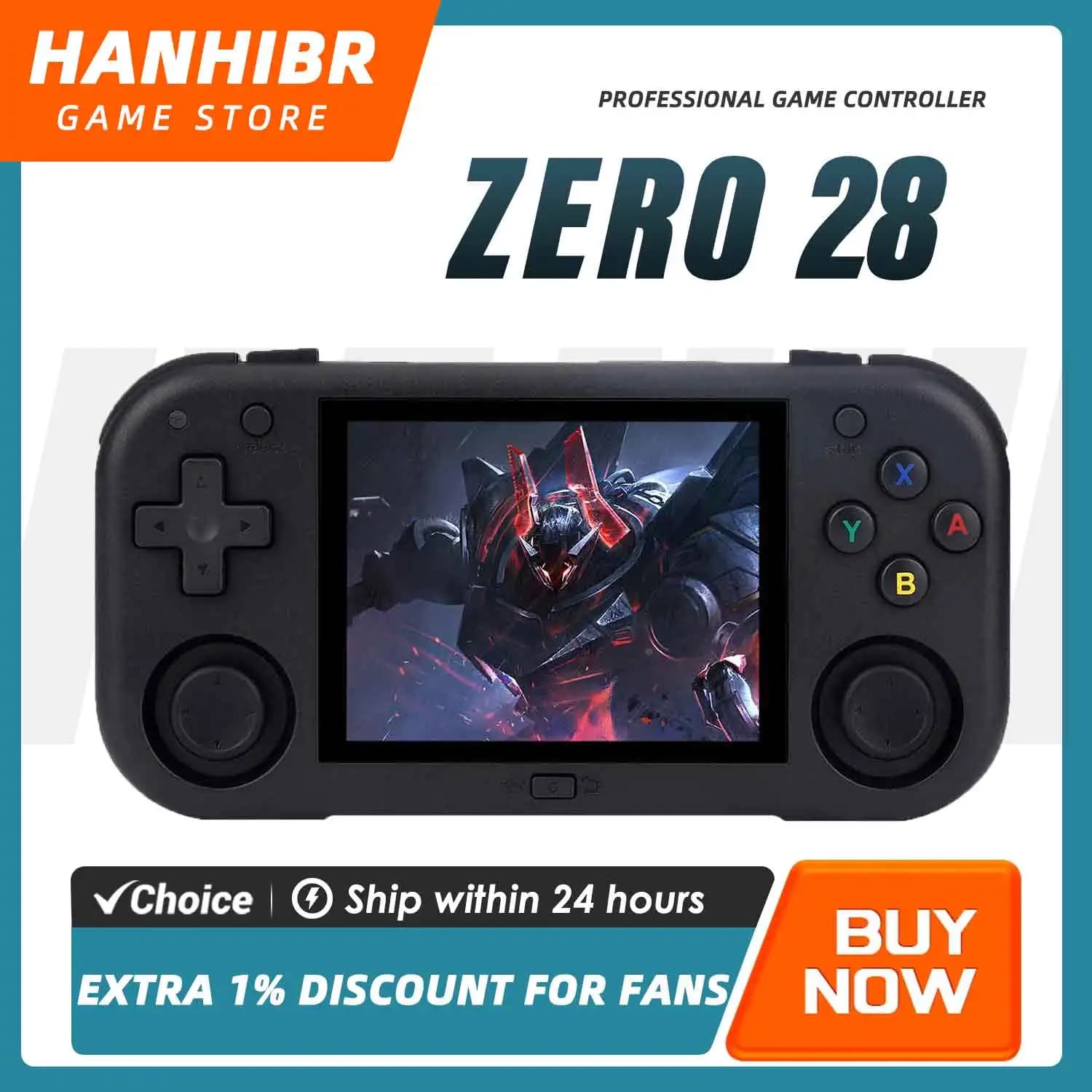 AMPOWN Mini Zero 28 Console di Gioco Portatile Tascabile, Schermo IPS da 2.8", Android A133P, 2900mAh, 30+ Emulatori, Doppio Joystick, Regalo