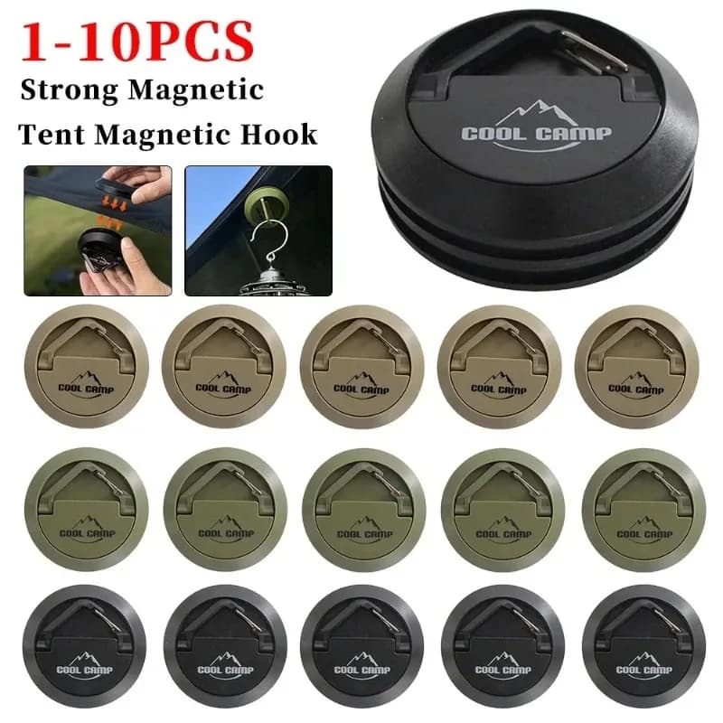 1-10 Pezzi Gancio Magnetico da Esterno per Tenda, Portatile, Multiuso, Morsetto per Soffitto da Campeggio, Ventosa, Fermacorda, Gancio per Lampada