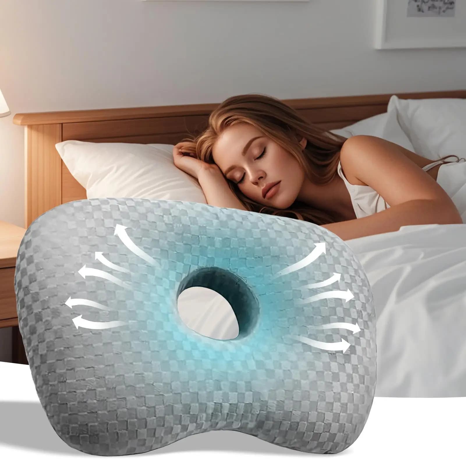 Cuscino penetrante Cuscino a ciambella per dorme laterali con fori Riduttore ergonomico per l'inconforto Cuscino imbottito da viaggio per uffici Viaggio su strada